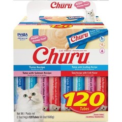 Inaba Churu Grain-Free Tuna Variety Lickable Cat Treat, 0.5oz tube,120 count NEW