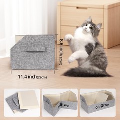 Gray 19.7 In Cat Toy Bin Storage Box Kitten Basket Collapsible Chest Organizer