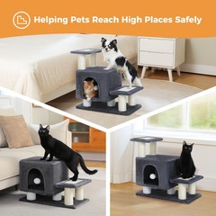 PAWZ Road Small Cat Tree Tower for Large Adult Cat with Wide Top Perch Condo 27″