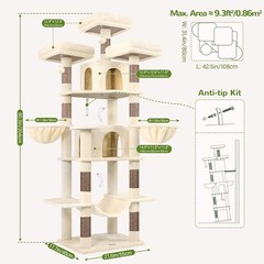 Big Cat Tower Indoor Cats 80inch Cat Tower Multiple Adult Cats XXL Cat Tree W/