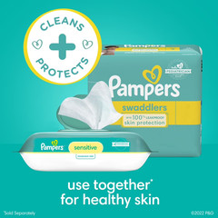 2P Pampers Sensitive Baby Wipes Unscented, 12 Pack, 1008 Total