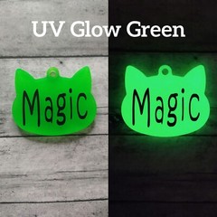 Personalized Resin CAT Tag ID Customized with Name & Phone # UV GLOW IN THE DARK