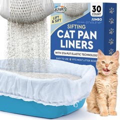 Alfapet Sifting Cat Litter Box Liners – Jumbo 30 Count, Tear-Resistant Cat Li…