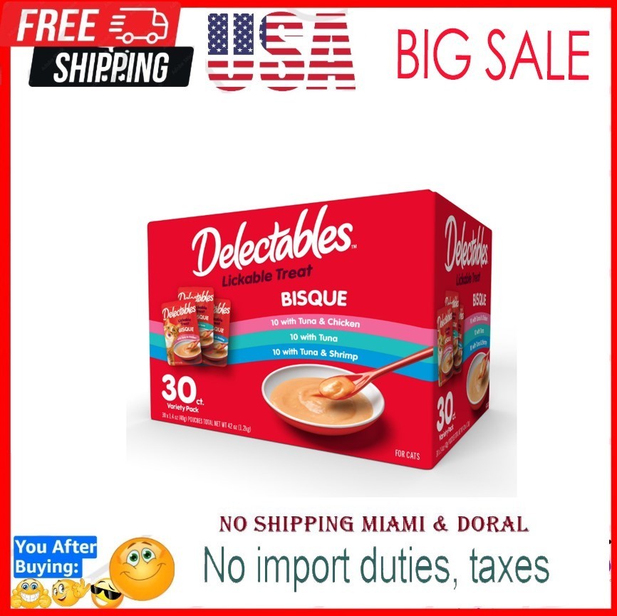 Hartz Delectables Bisque Lickable Wet Cat Treats Variety Pack, 30 Count