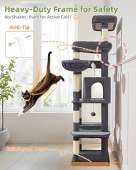 71 Inches Cat Tree Large Cats 20lbs 3 Giant Perches Multi-Level Cat Tree Tower