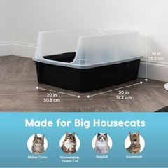 Extra Large Litter Box High Sided Scoop Included Black