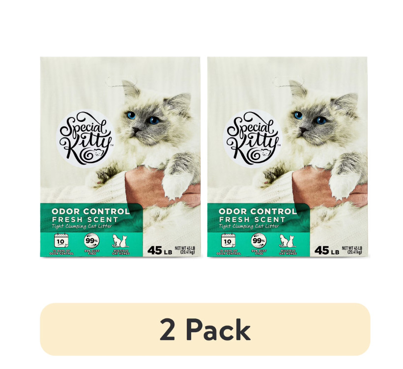 (2 pack) Special Kitty Clumping Clay Cat Litter, Fresh Scent, 45 lbs Box