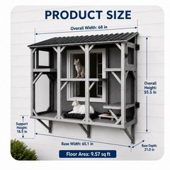 70″ Cat Catio Outdoor Enclosure Outside Patio Large Catio House UVResistant Roof