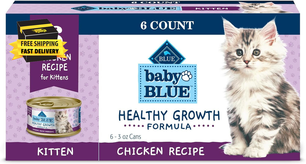 Baby Blue Natural Kitten Wet Cat Food, Healthy Growth Formula with DHA, Chicken