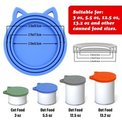 VAYRMEU 4 Pack Pet Food Can Cover Silicone Grey/Green/Blue/Orange