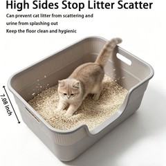 Low Entry Cat Litter Box for Senior Cats High Sides Litter Box | Large Open Top
