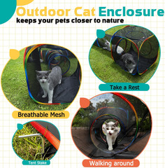 Rainbow Outdoor Cat Playground with Portable Tent & Tunnel for Small Pets