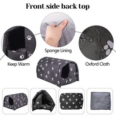 Fhiny Stray Cats Shelter, Waterproof Outdoor Cat M:17.7″×15.7″×13.7″, Black