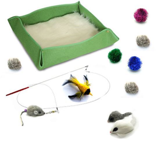 Kitten Starter Kit Cat Toy Cat Bed Combo – Green