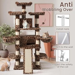 68 Inches Multi-Level Large Cat Tree for Large Kitties/Big Cat Tower with Con…