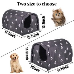 Fhiny Stray Cats Shelter, Waterproof Outdoor Cat M:17.7″×15.7″×13.7″, Black